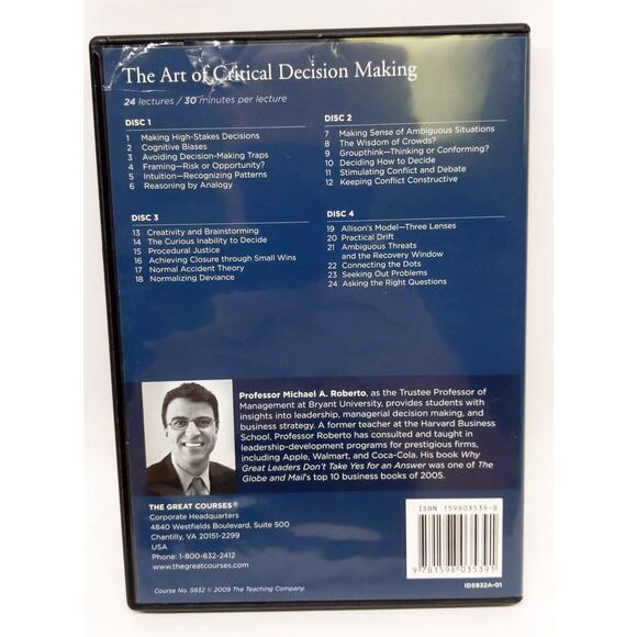 The Great Courses - The Art of Critical Decision Making - Guidebook & DVDs *USED - Picture 3 of 9